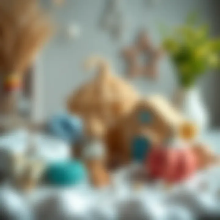 Artistic elements using various materials for baby decor.