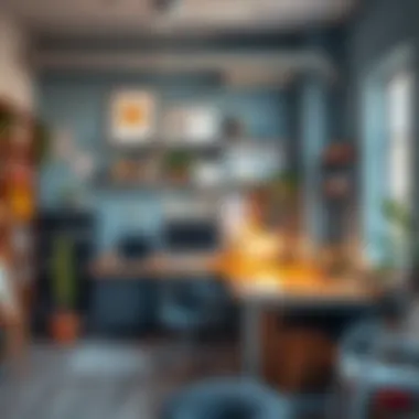 Creative workspace designed with stimulating colors