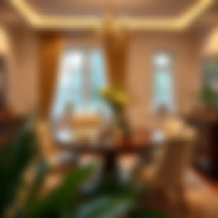 Elegant dining space with warm, inviting hues