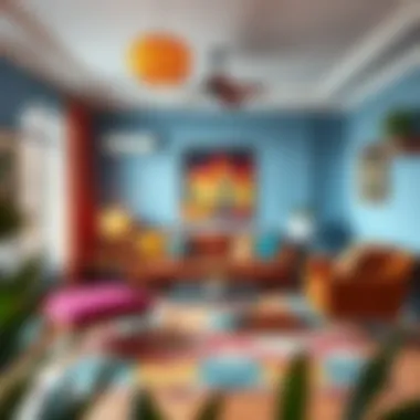 Lively living room with a vibrant color palette for energy