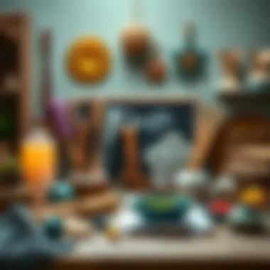 Unique materials and tools for crafting room decorations