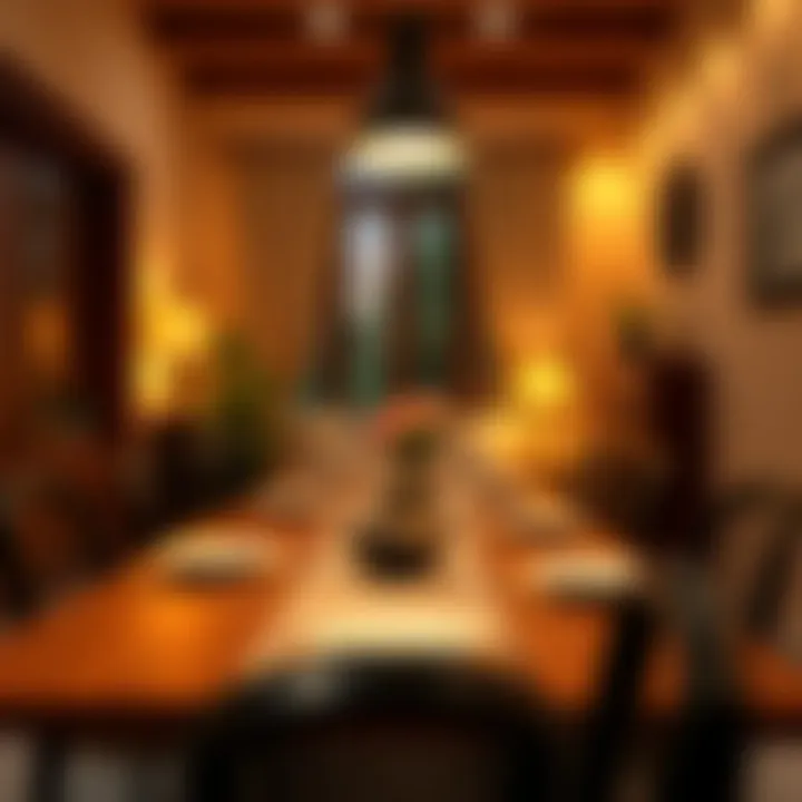 Inviting Dining Atmosphere Warm and inviting dining room ambiance with a focus on the table