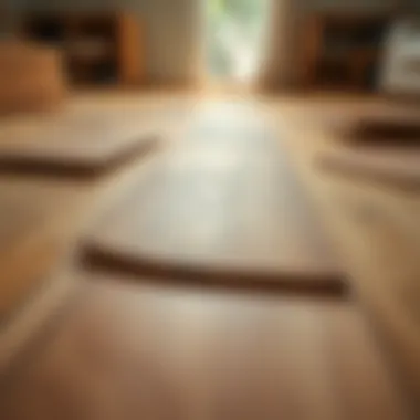 Close-up of a floor area where parquet is being detached