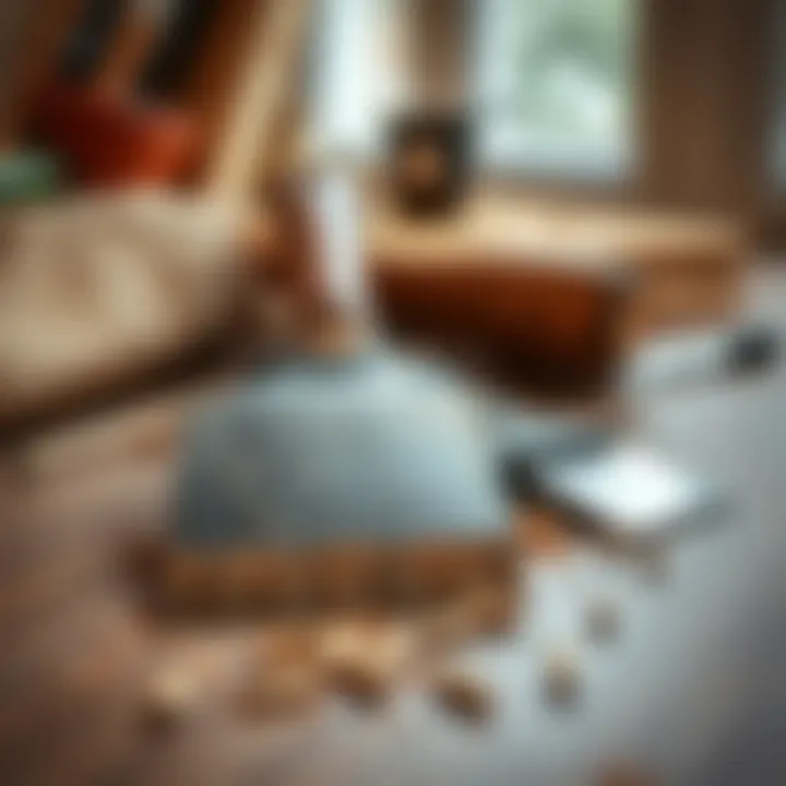 Tools necessary for removing flooring including a crowbar and scraper