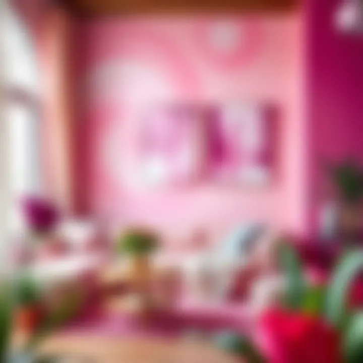 A harmonious blend of pink and purple hues in a DIY home decor project