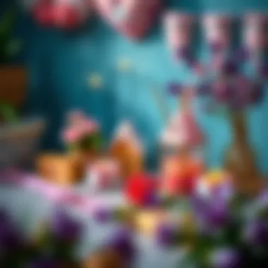 A beautifully arranged DIY craft using pink and purple colors