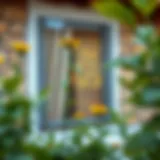 A detailed view of a window with a newly installed screen frame