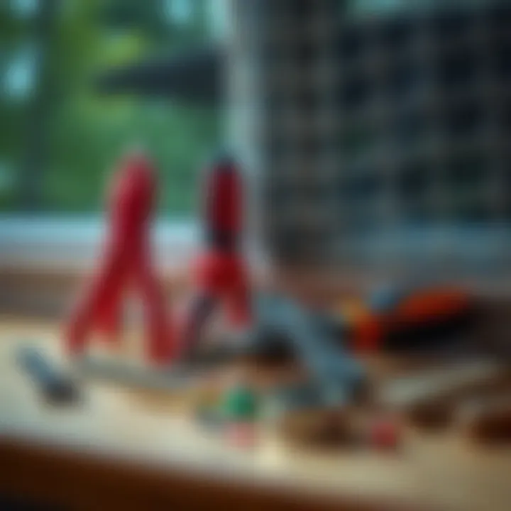 Tools and materials required for window screen installation