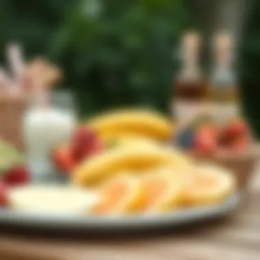 Close-up of a fresh fruit platter ideal for a picnic