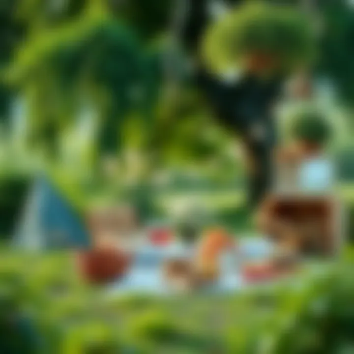 A peaceful nature scene perfect for a relaxing picnic