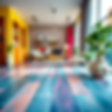 Vibrant colored laminate flooring enhancing modern interior design