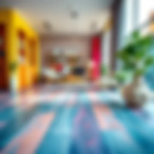 Vibrant Aesthetics in Laminate Flooring Vibrant colored laminate flooring enhancing modern interior design