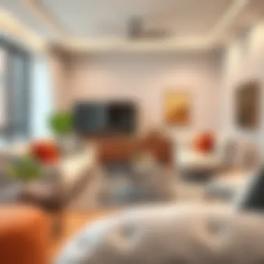 Stylish furniture layout in a modern living room