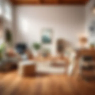 Cozy Scandinavian Living Room A cozy Scandinavian living room featuring natural wood furniture and minimalistic decor