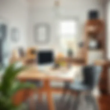 Organized Scandinavian Workspace An organized workspace demonstrating minimalist Scandinavian design principles with functional furniture