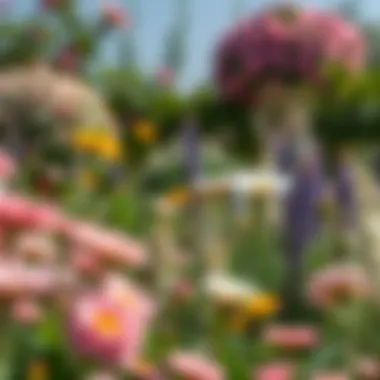 A serene garden scene with flowers that create a calming atmosphere.