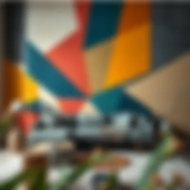 Abstract geometric wall painting