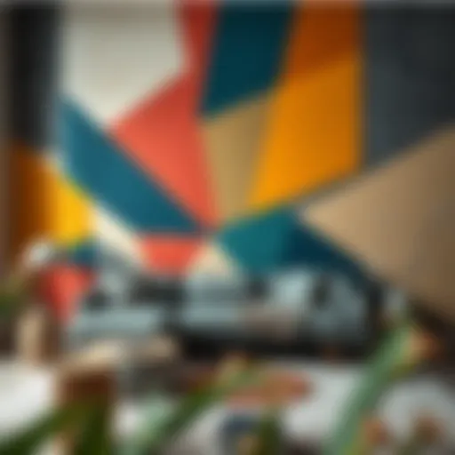 Abstract geometric wall painting