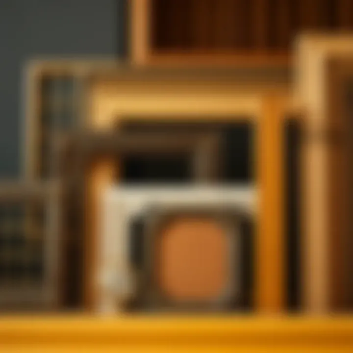 Close-up of various materials used for screen frames