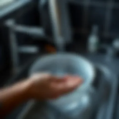 A sink with water filling for washing clothes