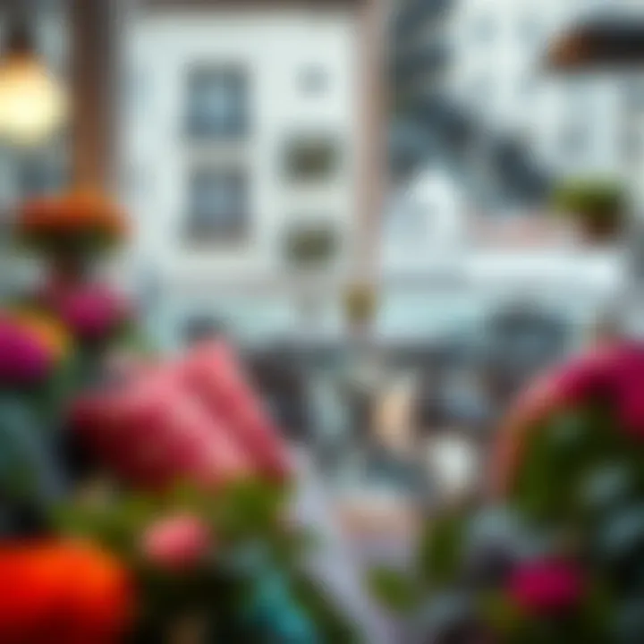 Artistic small glass balcony featuring colorful cushions