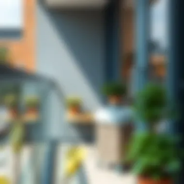 Functional small glass balcony with storage solutions