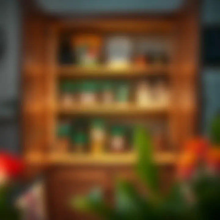 Organized small kitchen cabinet with labels