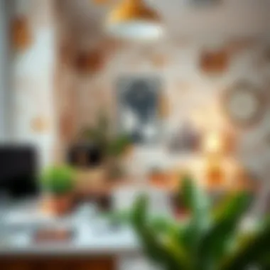 Inspiring Wallpaper in Creative Spaces Creative workspace adorned with inspiring wallpaper