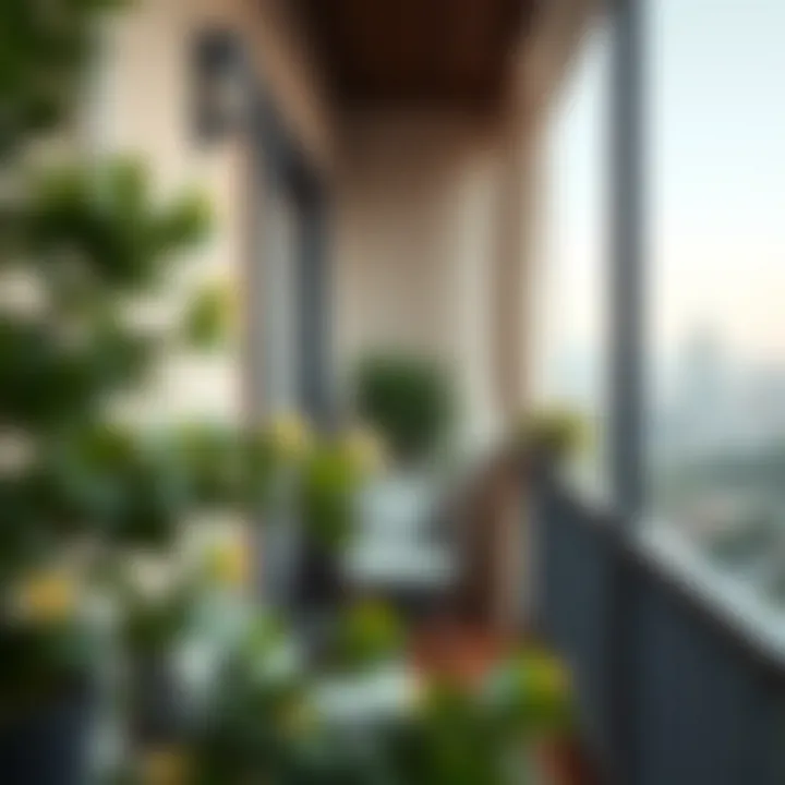 Stylish balcony using curtains for privacy