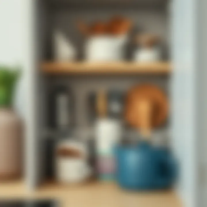 Stylish arrangement of kitchen tools in a small cabinet