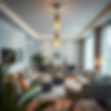 A stylish living room featuring LED filament lighting