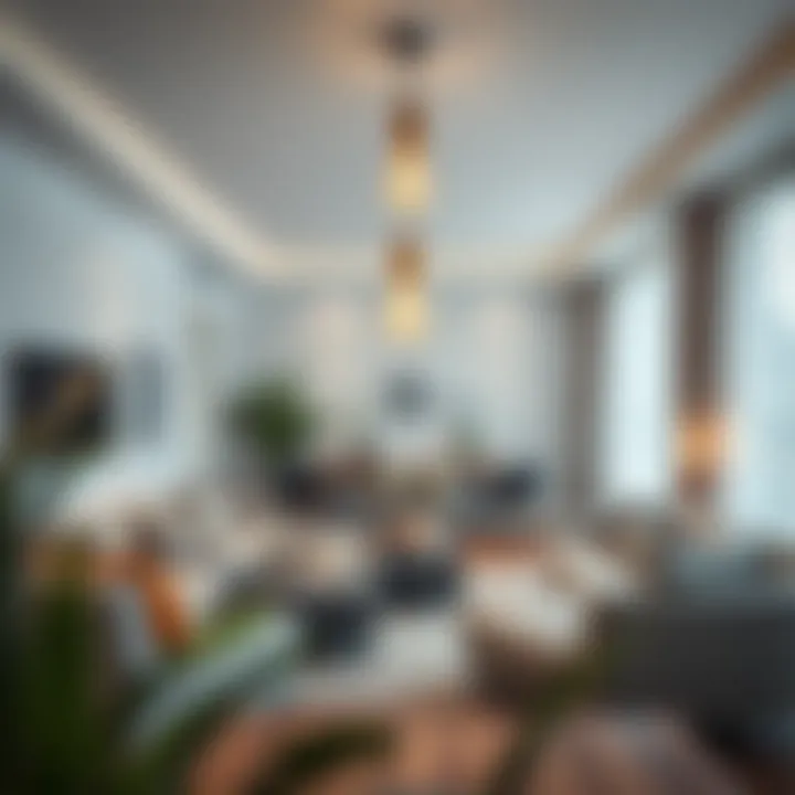 A stylish living room featuring LED filament lighting