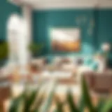 Teal Harmony in Interior Design A serene living room featuring teal accents and harmonious color combinations