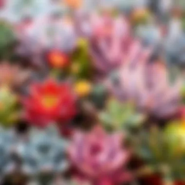 A vibrant collection of succulent flowers showcasing various species