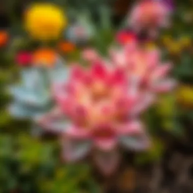 Vibrant succulent flowers blooming in a garden