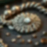 Detailed view of tarnished silver jewelry