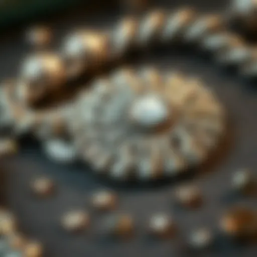 Detailed view of tarnished silver jewelry