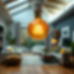 A close-up of an energy-efficient LED bulb illuminating a modern living space.
