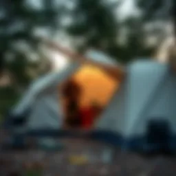 A well-organized tent setup area