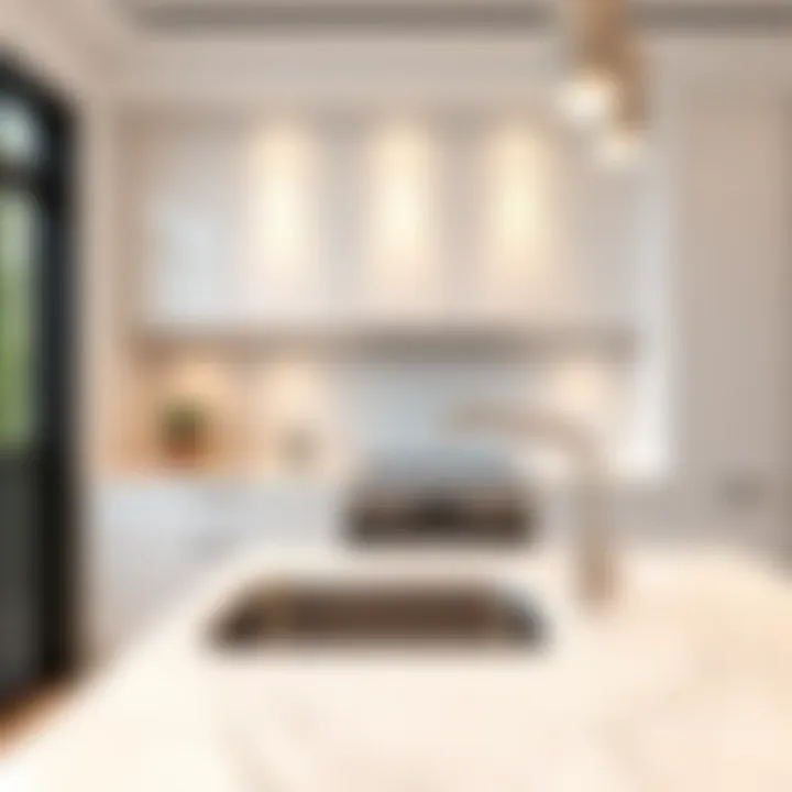 Marble countertop installation in a modern kitchen setting emphasizing elegance