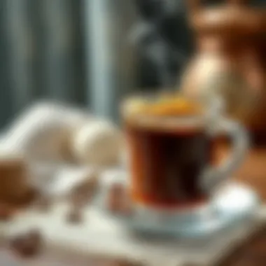 Freshly Brewed Turkish Coffee A steaming cup of freshly brewed Turkish coffee