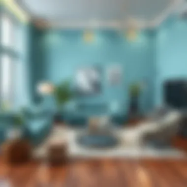 Turquoise Living Room Design A serene living room featuring turquoise accents