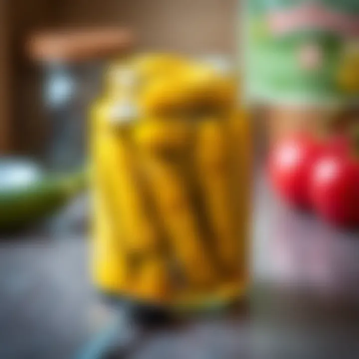 Ready for a Taste Test An open jar of pickles with a spoon beside it, ready for tasting.