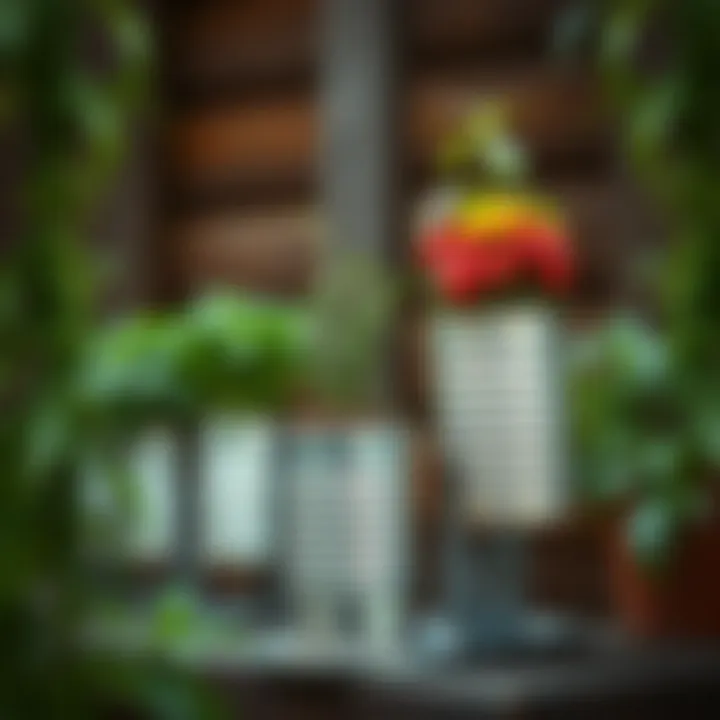 Upcycled tin cans used as unique planters for herbs