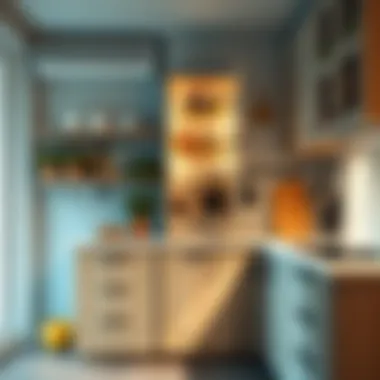 Maximized vertical storage solution in a compact kitchen