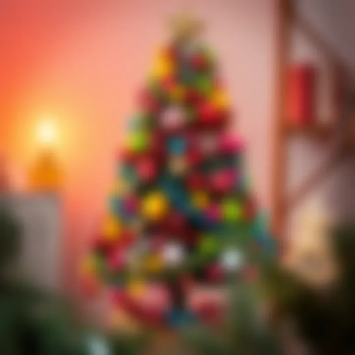 A vibrant and colorful Christmas tree using unconventional items