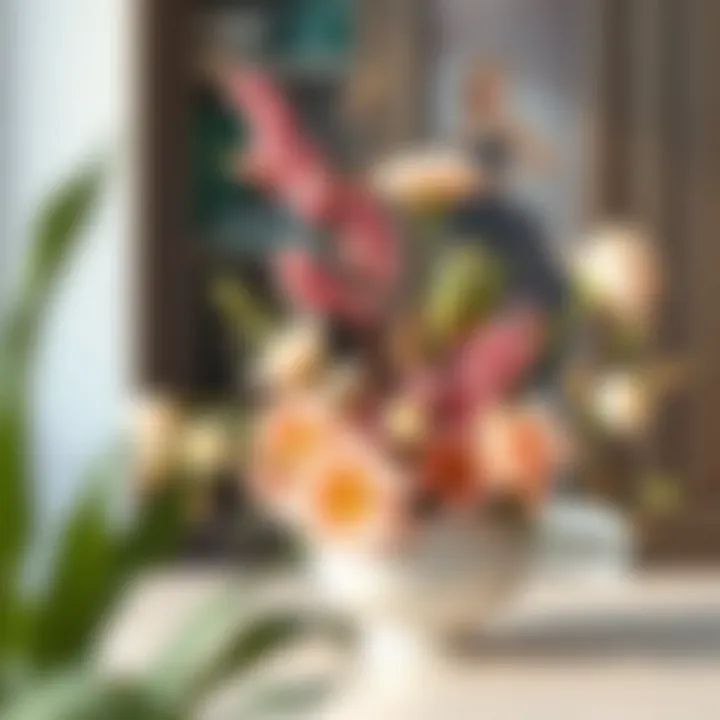 Stylish arrangement of everlasting flowers in a modern setting