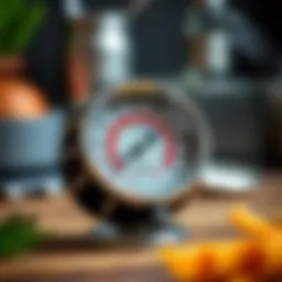 Temperature gauge showing ideal cooking temperature