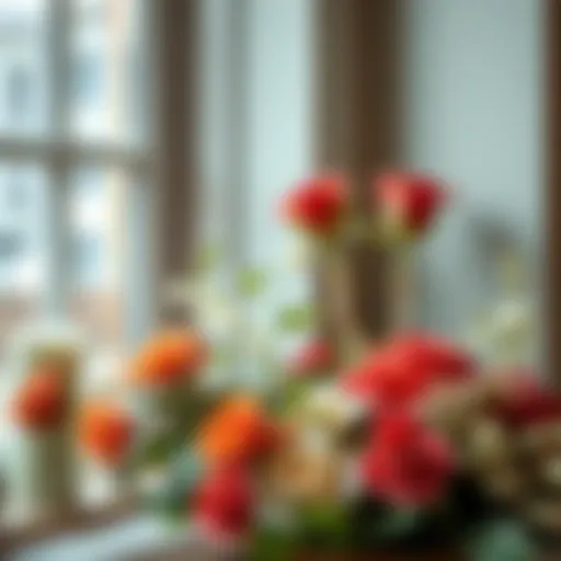 Elegant placement of a holiday flower arrangement near a window