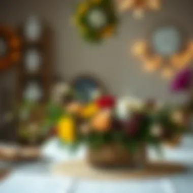 Strategic positioning of holiday flowers on a dining table for festive gatherings